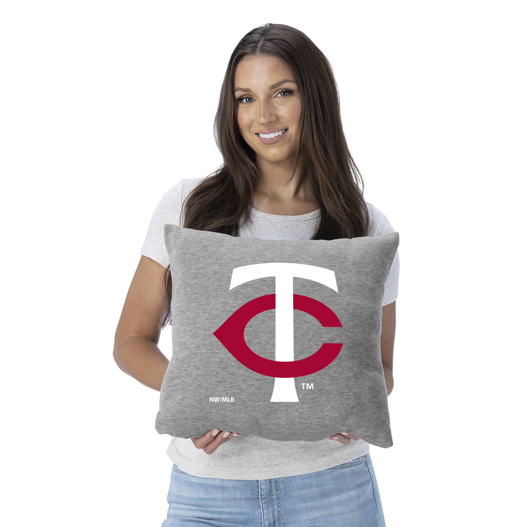 Minnesota Twins MLB Primary Sweatshirt PIllow 16 Inches, GRAY, on-hover image number 1