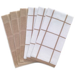 Solid And Check Parquet Kitchen Towel, Six Pack