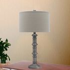 31" Antique Silver Metal Table Lamp, Set 2, , on-hover image number null