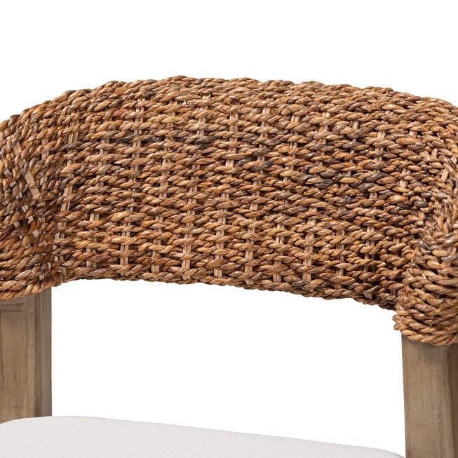 Chloe Modern Bohemian Walnut Brown Finished Mahogany Wood And Natural Rattan Dining Chair, , alternate image number null