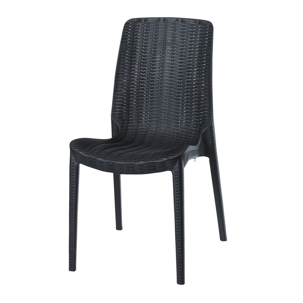 Set of 4 Rue Stackable Outdoor Dining Chairs, BLACK, hi-res image number 0