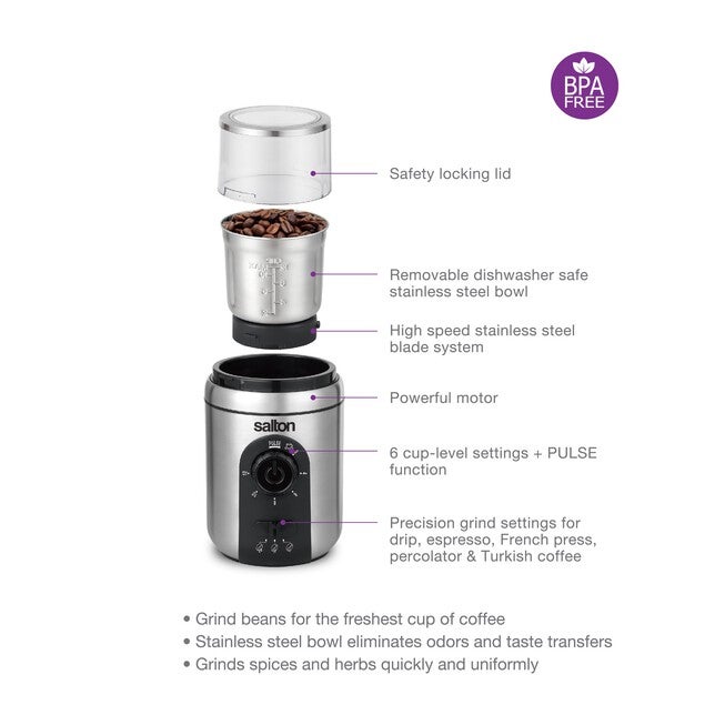 Stainless Steel Coffee, Spice & Herb Grinder, , on-hover image number 1