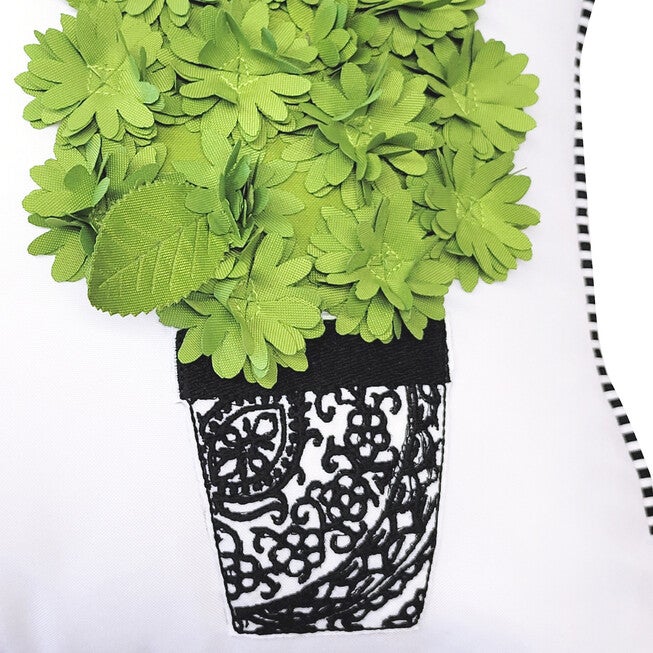 Edie @ Home Indoor/Outdoor Dimensional Topiary Lumbar W Crewel Embroidered Pots Decorative Throw Pillow 13X25, Leaf Multi, , alternate image number null