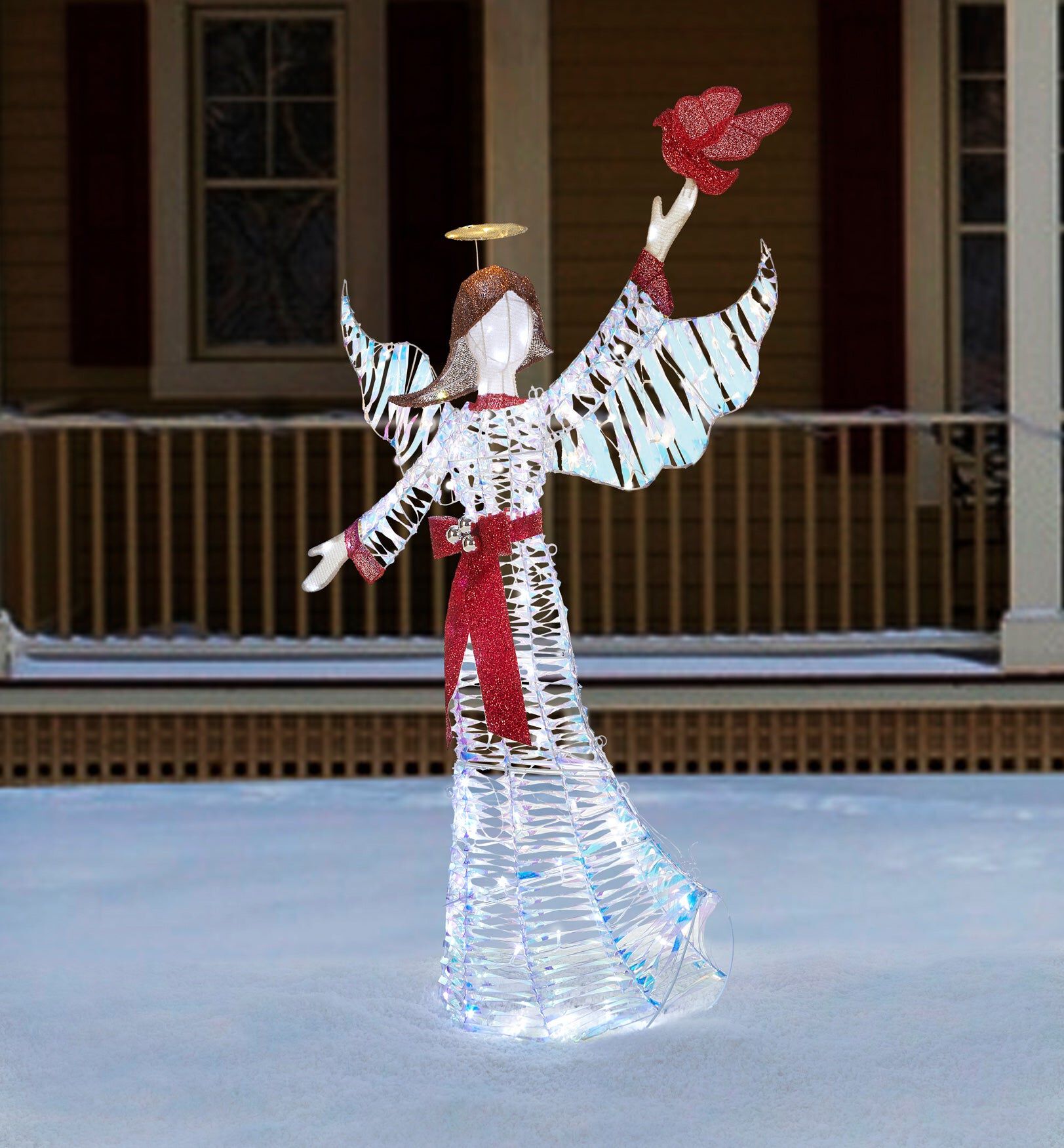 56 inchesH Pre-lit Angel with Cardinal, MULTI, hi-res image number 0