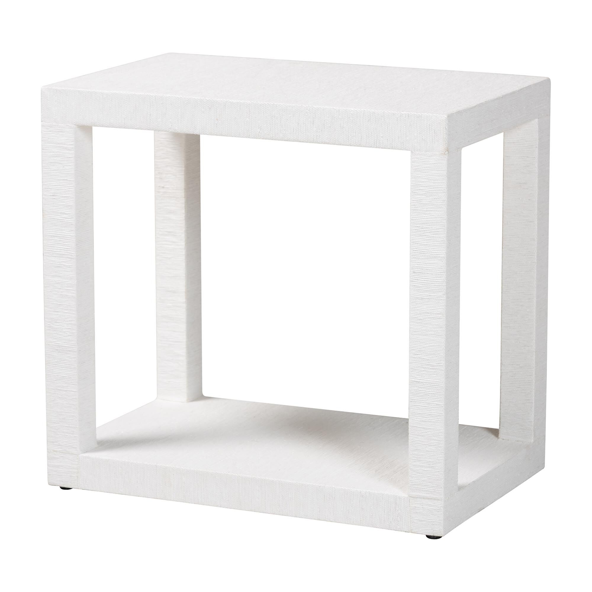 Oaklynn Natural Grasscloth End Table, WHITE, alternate image number 1