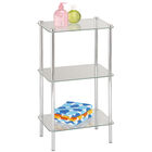 Home Basics 3 Tier Multi Use Rectangle Glass Corner Shelf Clear, CHROME, hi-res image number null