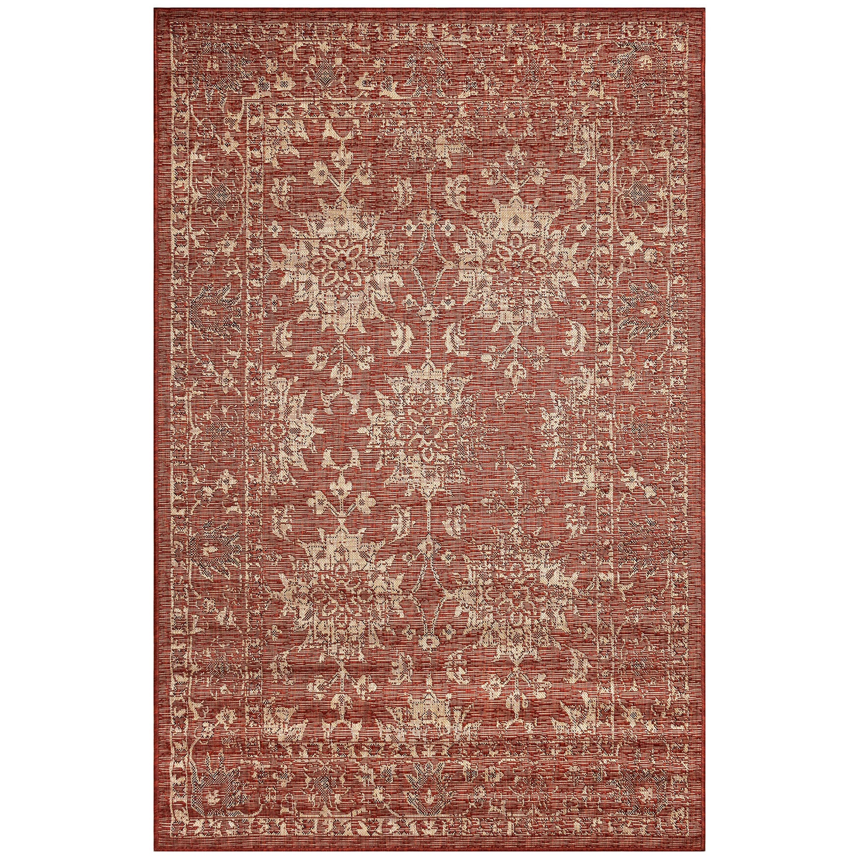 Carmel Vintage Floral Indoor/Outdoor Area Rug Black, CHILI, hi-res image number 0
