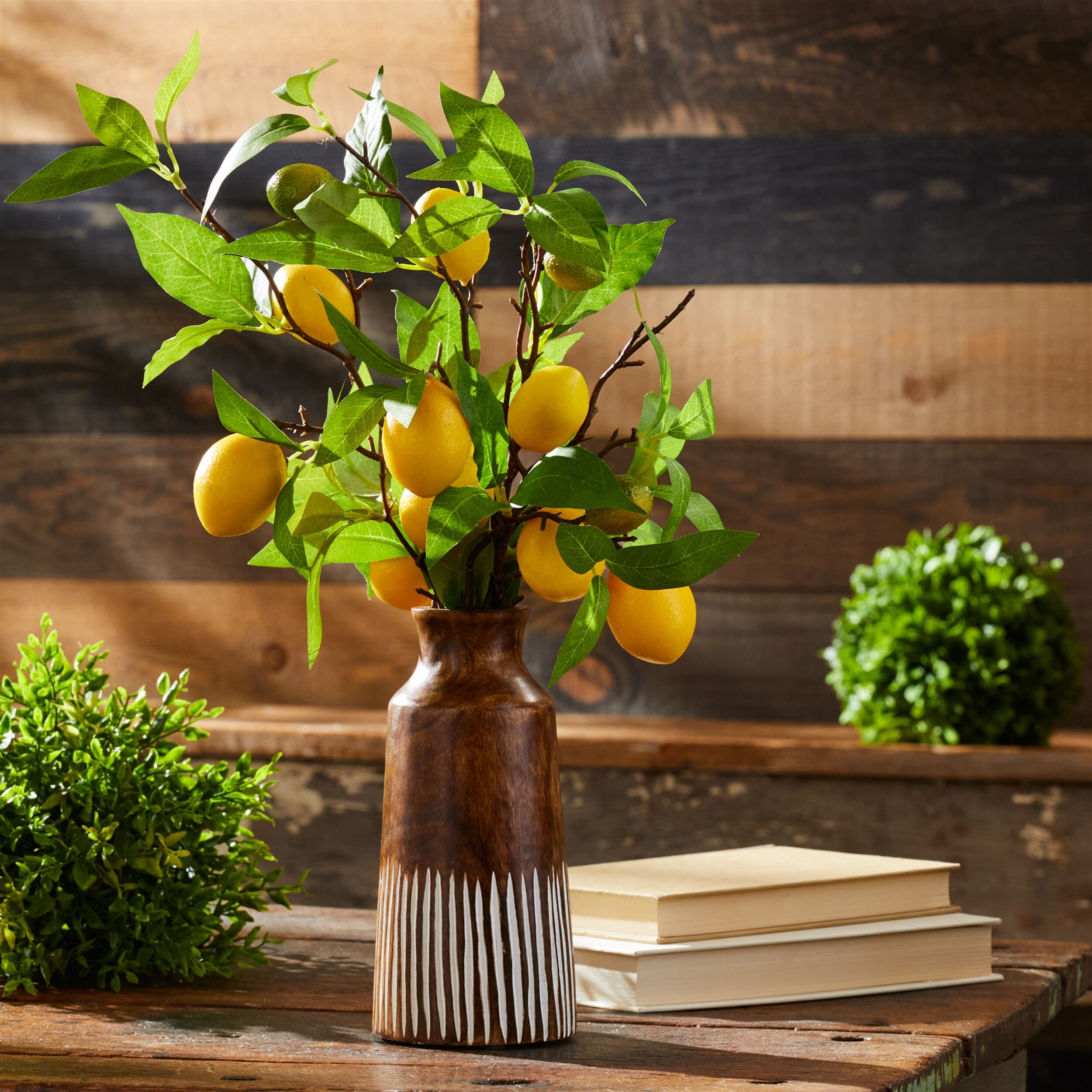 Lemon Fruit Foliage Branch Set of 6, YELLOW GREEN, alternate image number 1