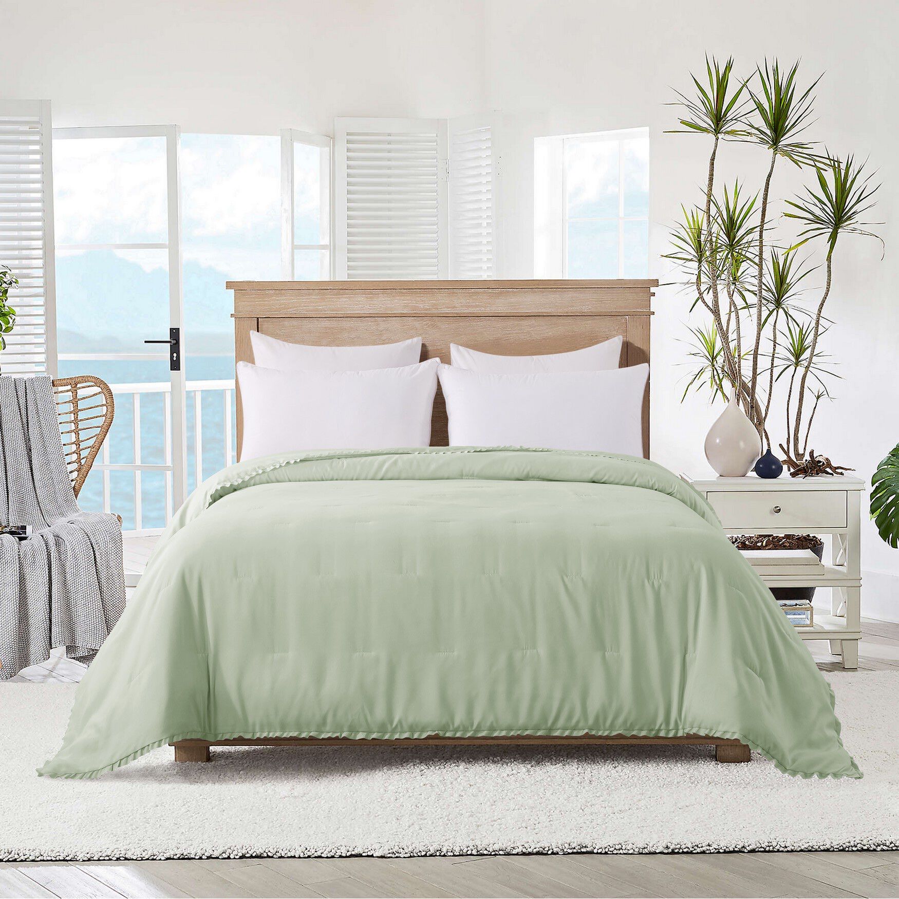 Ruffled Edge Down Alternative Blanket, DEWKIST, hi-res image number 0