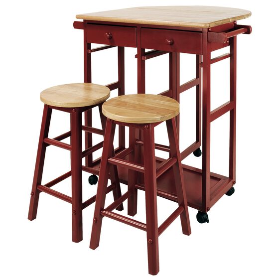 Breakfast Cart with Drop-Leaf Table-Red, , alternate image number null