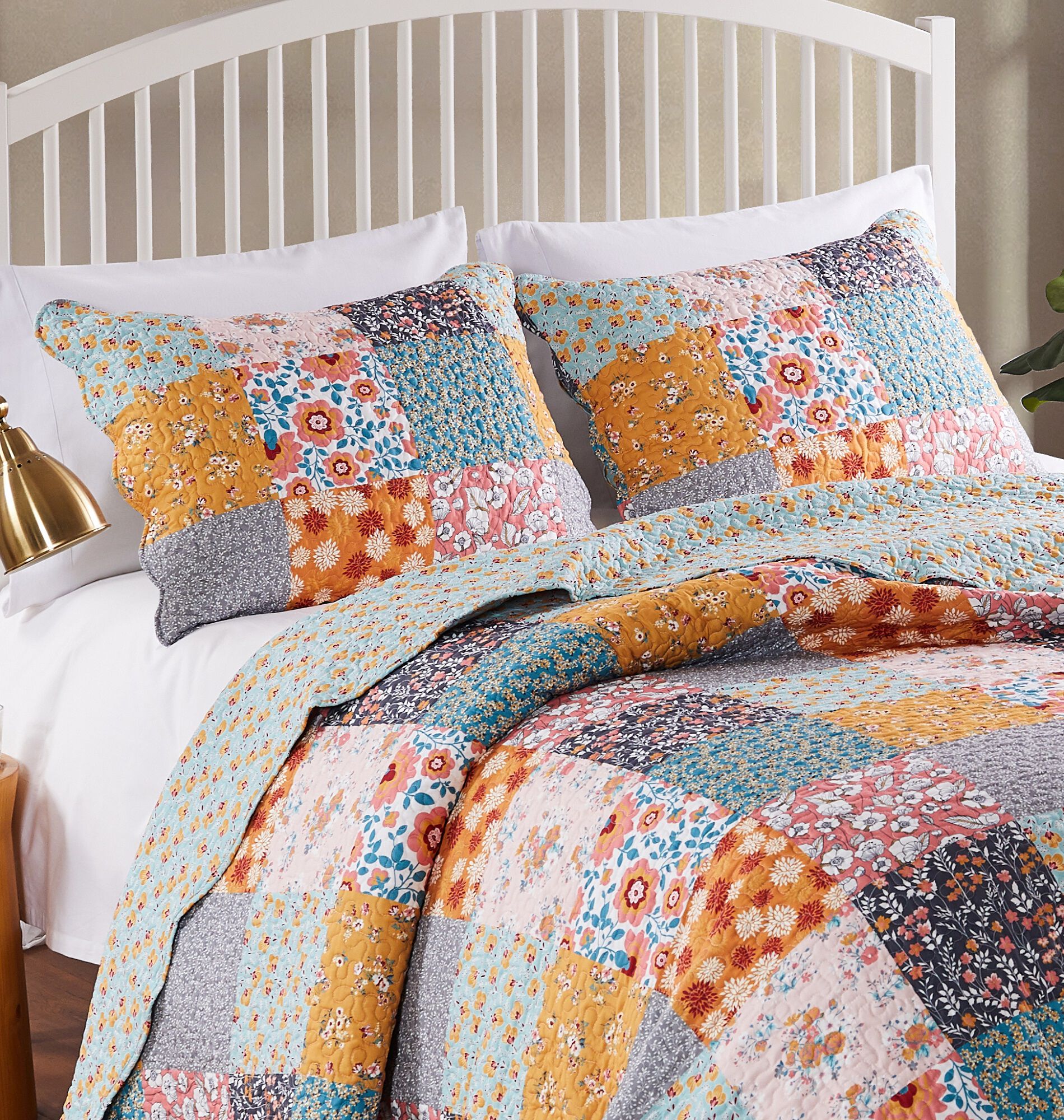 Carlie Calico Patchwork Cotton Quilt Set, CALICO PATCHES, alternate image number 3