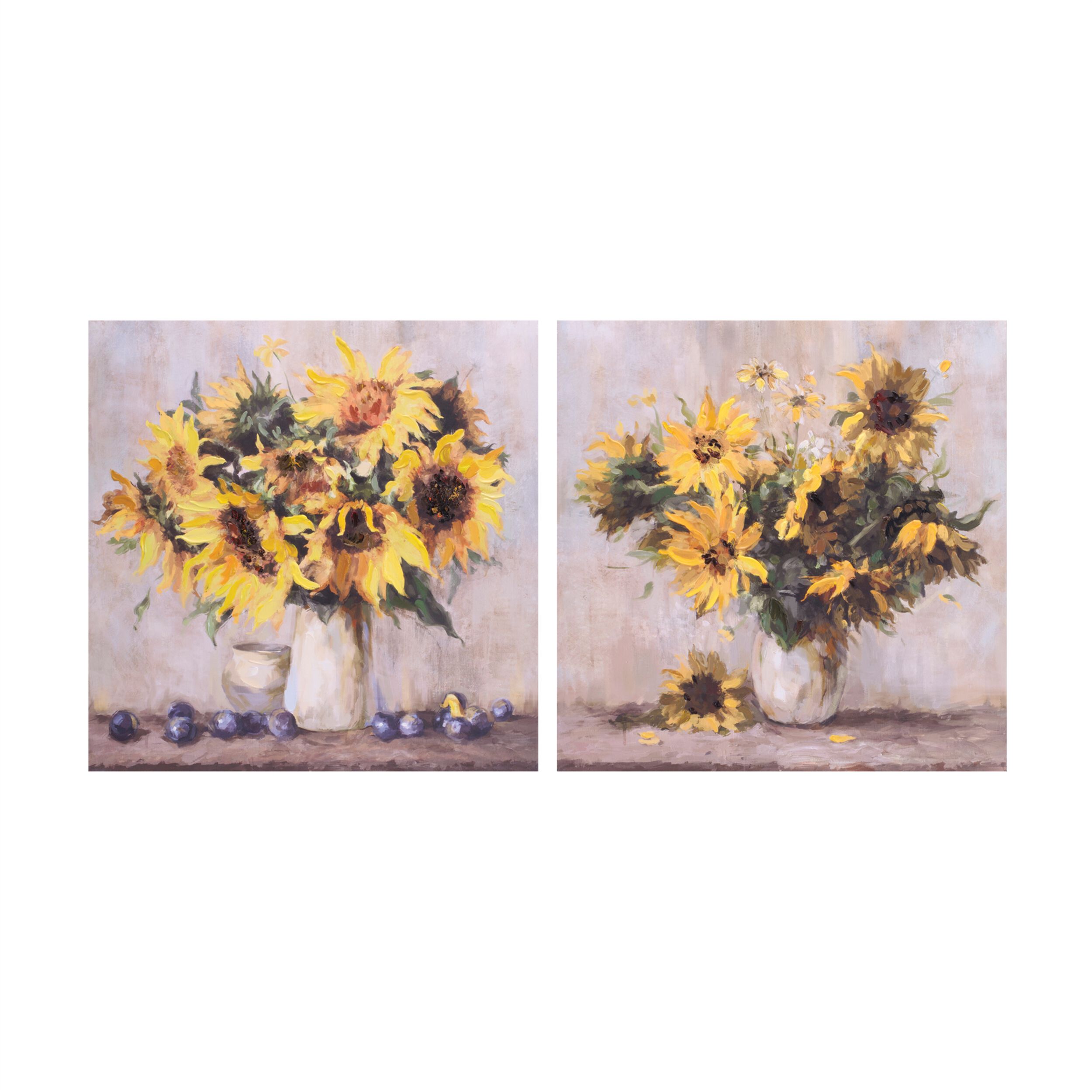 Sunflower Vase Canvas Wall Art 32INL Set of 2, YELLOW BROWN, hi-res image number 0