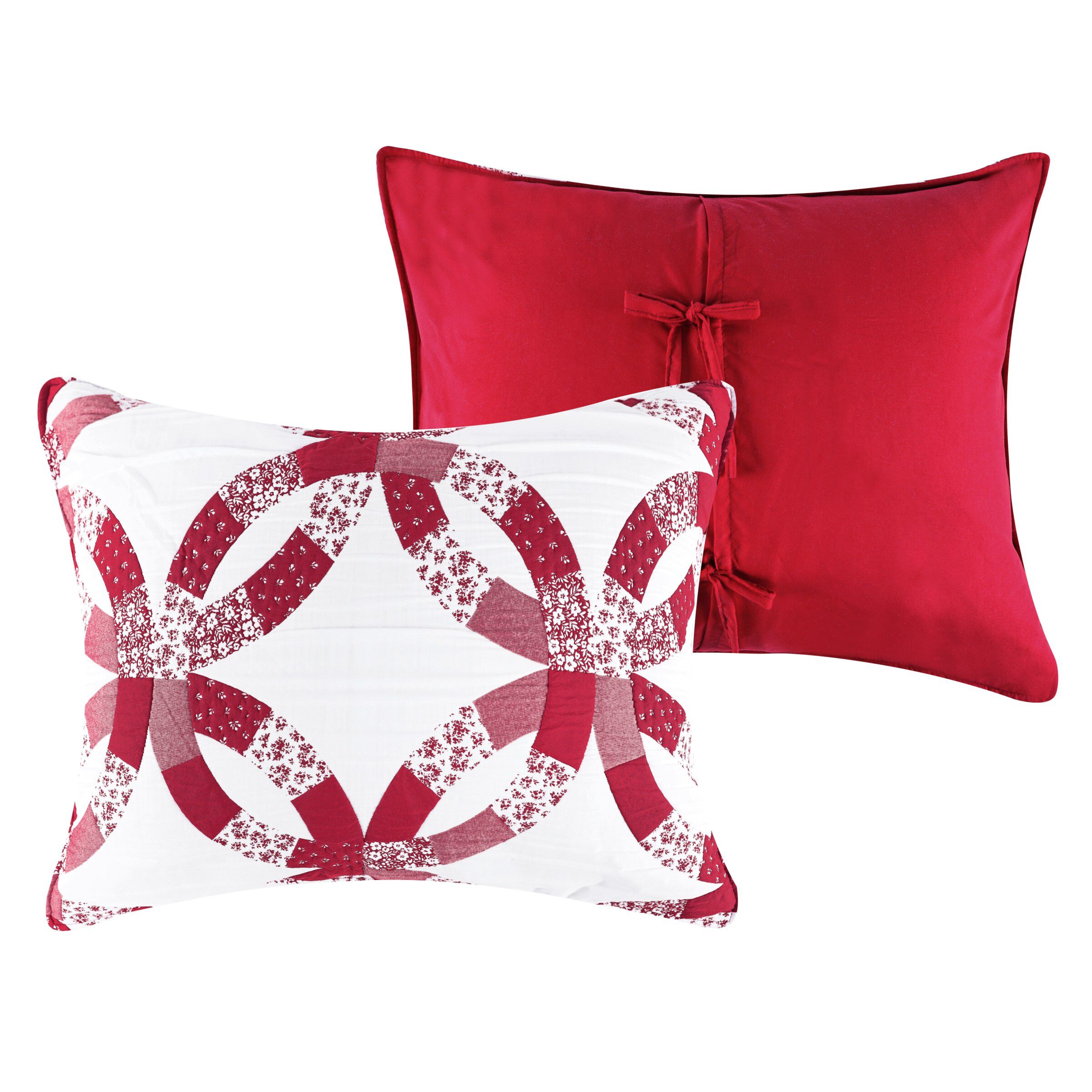 Wedding Ring Floral Reversible Coverlet Set, Red, RED, alternate image number 3