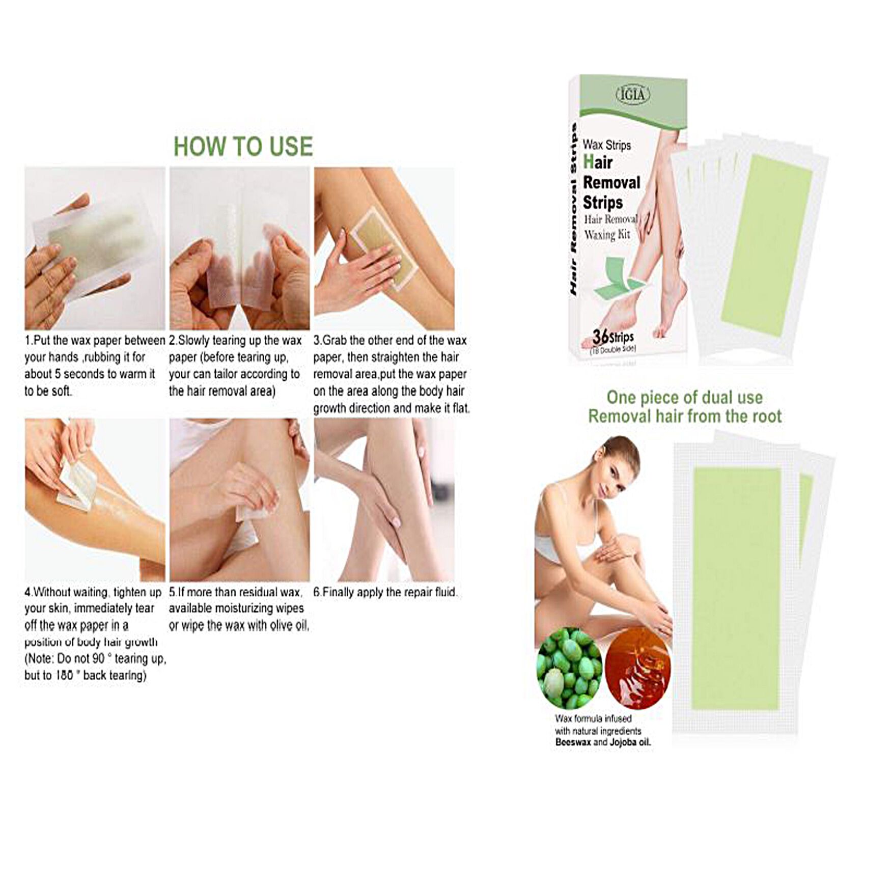 Wax Strips For Hair Removal Beauty Tools, GREEN, hi-res image number 0