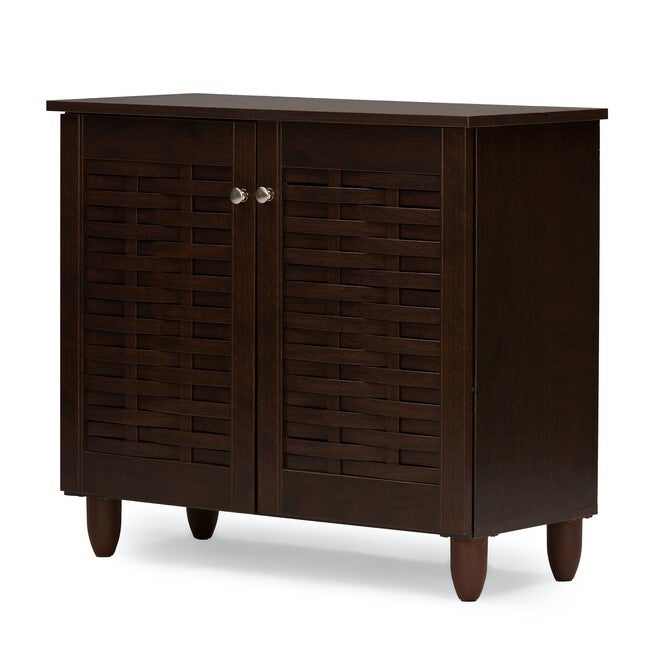 Winda 2-Door Wooden Entryway Shoes Storage Cabinet Furniture, BROWN, hi-res image number 0