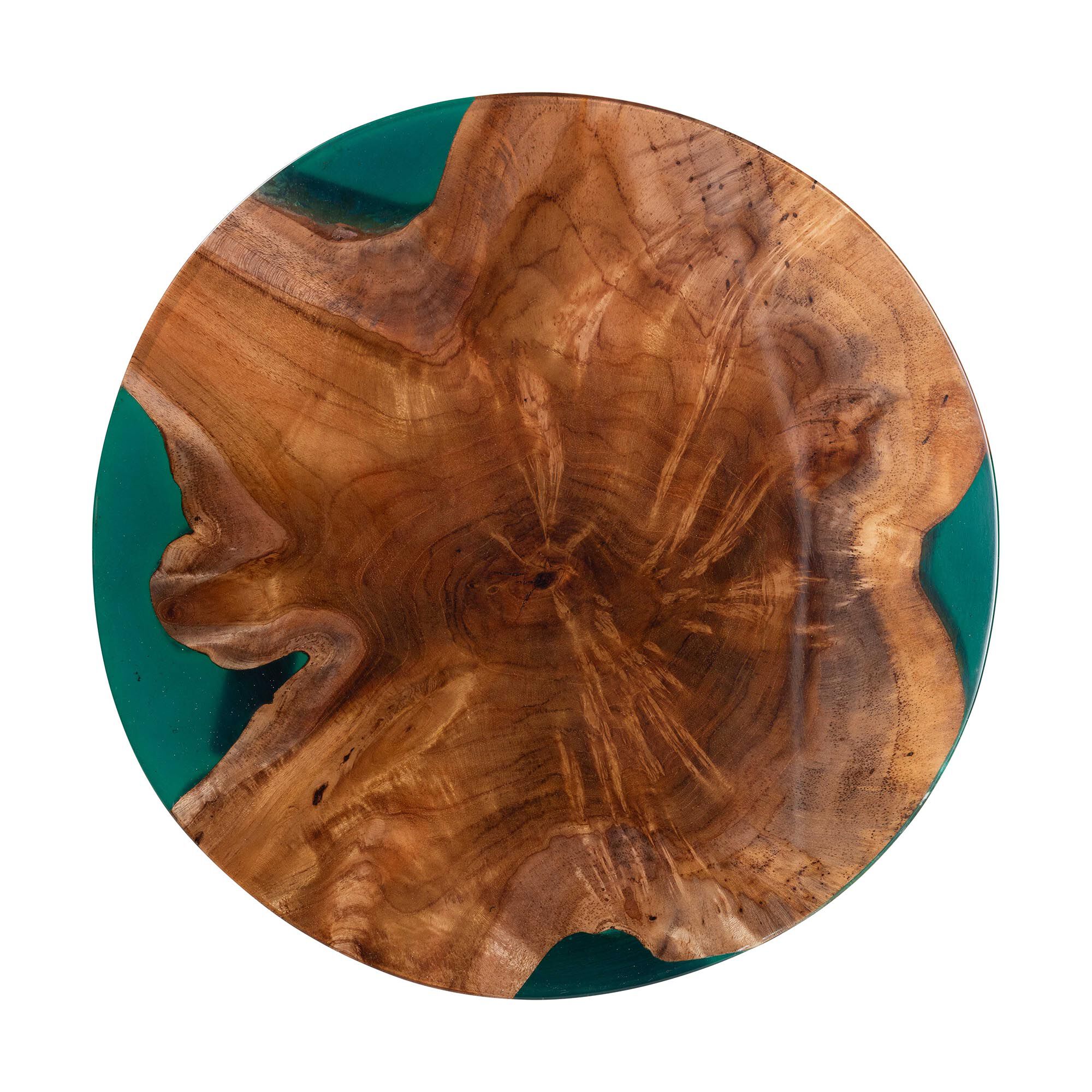 Anan Teak Wood Epoxy Resin End Table, Round, BROWN, alternate image number 5