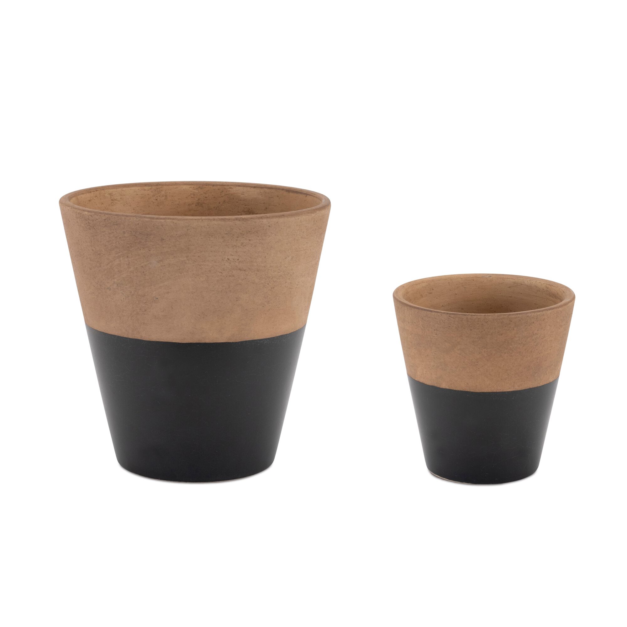 Tapered Two-Tone Planter (Set of 2), BLACK/BROWN, hi-res image number 0