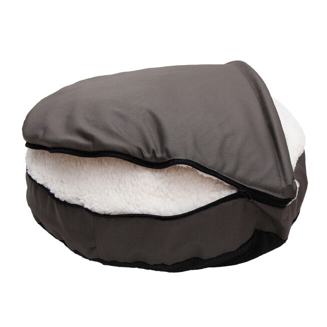 Happycare Tex Durable Oxford to Sherpa Pet Cave and Round Pet Bed, 25 inches, with Removable top and Insert,Gray, , alternate image number 3