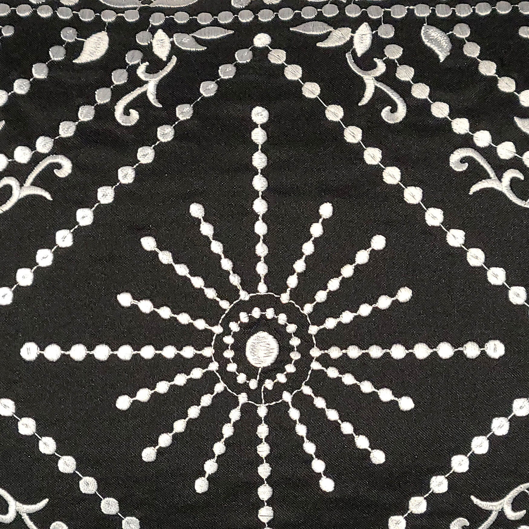 Edie @ Home Indoor/Outdoor Embroidered Tile Oblong Decorative Throw Pillow 15X30, Black/White, , alternate image number 4