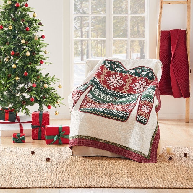Christmas Sweater Throw, RED, hi-res image number 0