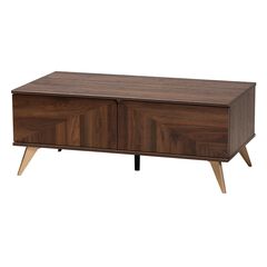 Graceland Mid-Century Modern Transitional Walnut Brown Finished Wood 2-Drawer Coffee Table
