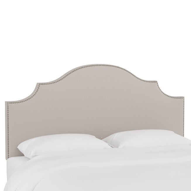 Linen Nail Button Notched Headboard, LINEN PUTTY, hi-res image number null