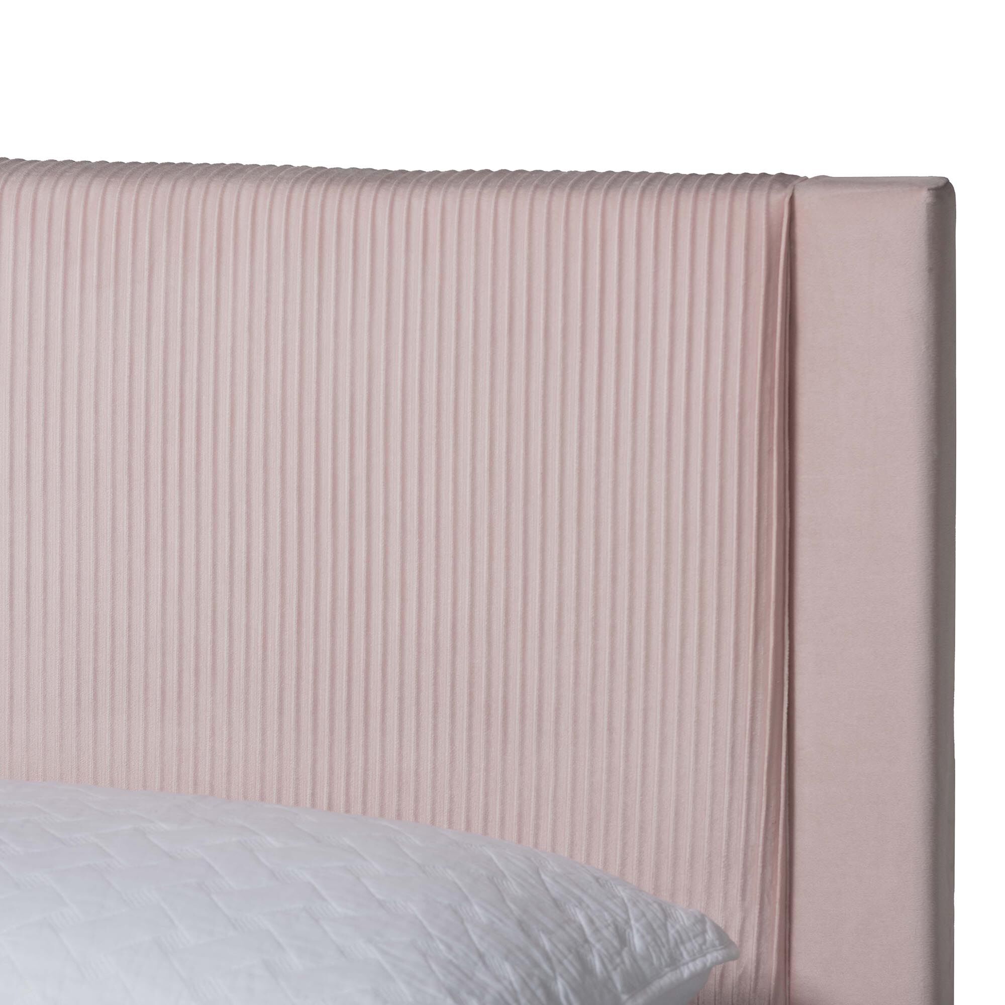 Elora Modern Navy Blue Pleated Velvet Queen Size Storage Bed, PINK, alternate image number 6
