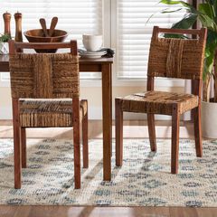 Chabela Handwoven Seagrass Dining Chair Set of 2- Solid Mango Wood Frame with Woven Seat and Backres