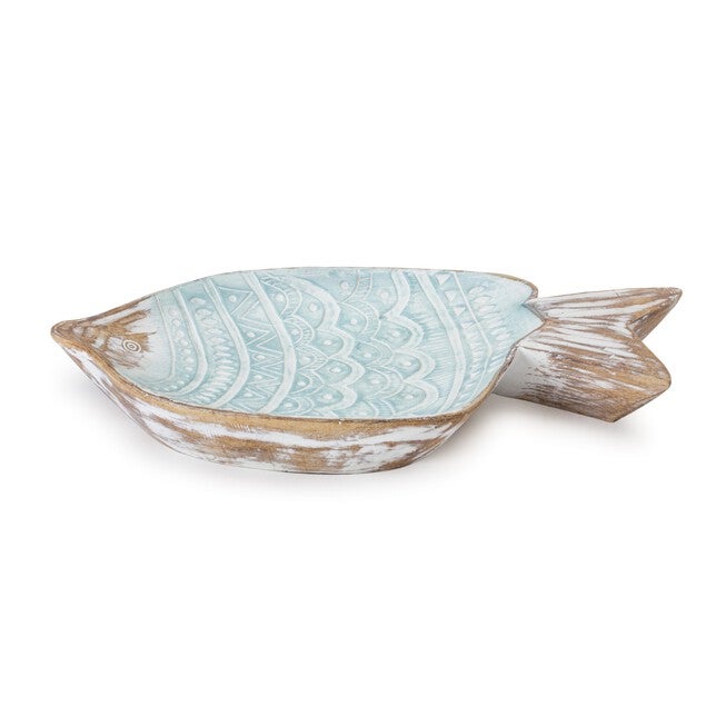 Fish Bowl 11.5 inchesL x 6.75 inchesW Resin, BLUE/WHITE, hi-res image number null