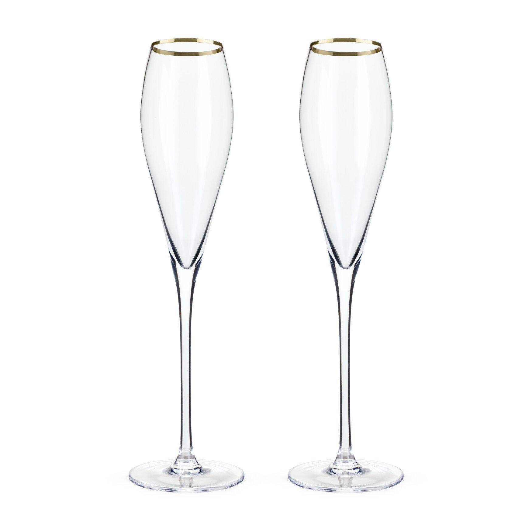 Gold-Rimmed Crystal Champagne Flutes, , alternate image number 2