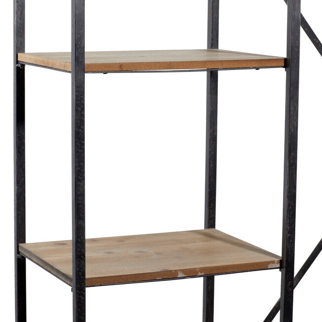 Industrial Rectangular Brown Wood and Metal Multi-Tiered Clothing Rack, 72 inchesH x 44 inchesL x 17 inchesW, , alternate image number null
