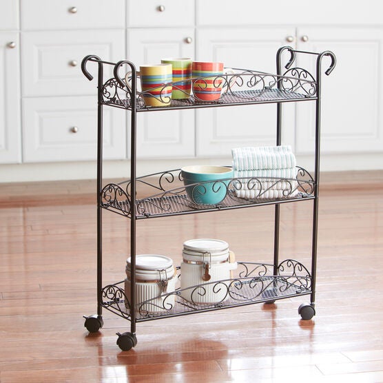 3-Tier scroll Rolling Cart, BLACK, hi-res image number null