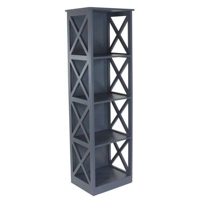 Grey Wood Traditional Shelving Unit, 51 inches x 16 inches x 12 inches, BROWN, hi-res image number 0