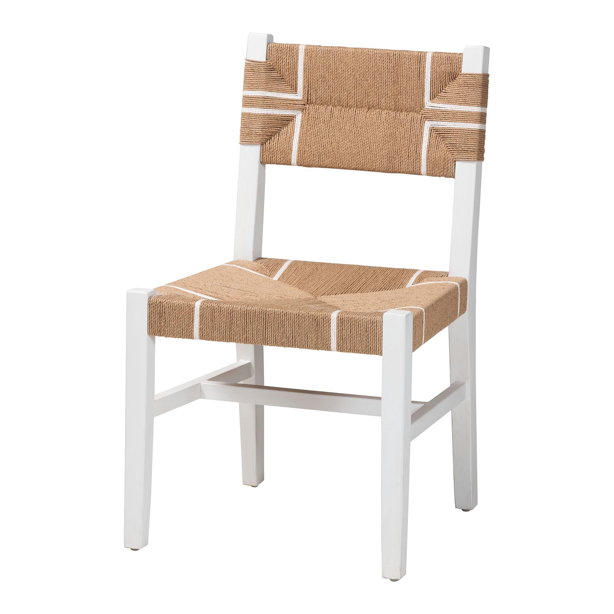Talli Bohemian Paper Loom and White Mahogany Wood Dining Chair, BROWN, alternate image number 1