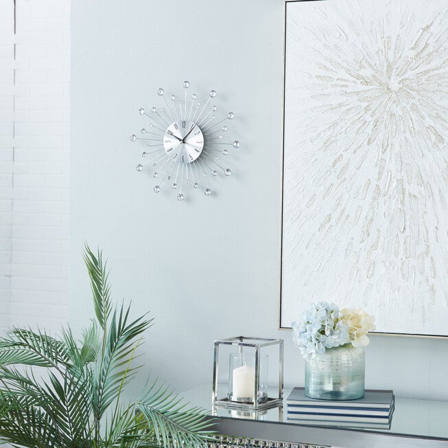 Silver Glam Metal Wall Clock, , alternate image number 7