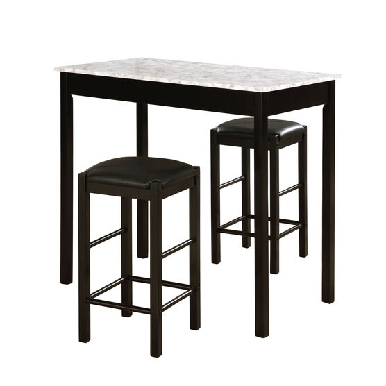 3 Pc Tavern Set With Faux Marble Top, BLACK, hi-res image number null