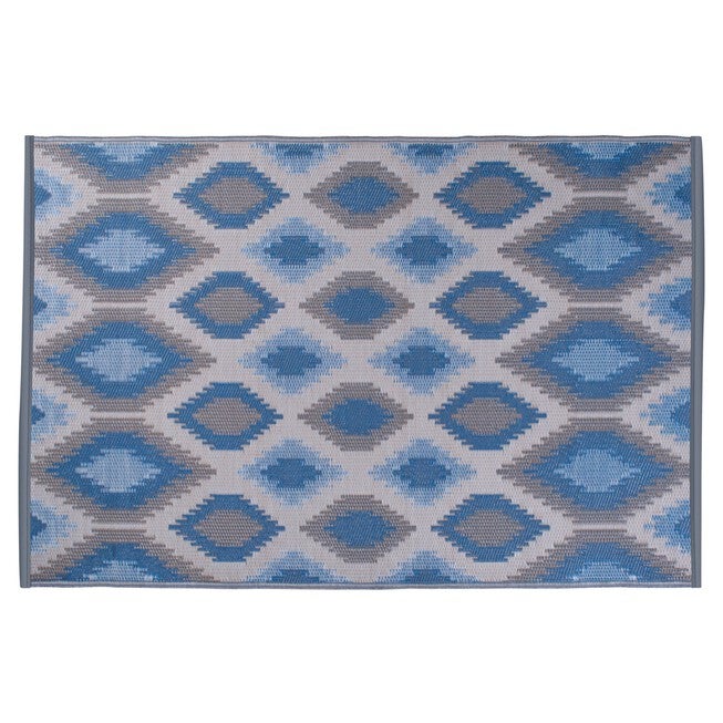 Blue Ikat Outdoor Rug 4X6 Ft Floor Coverings, , alternate image number null