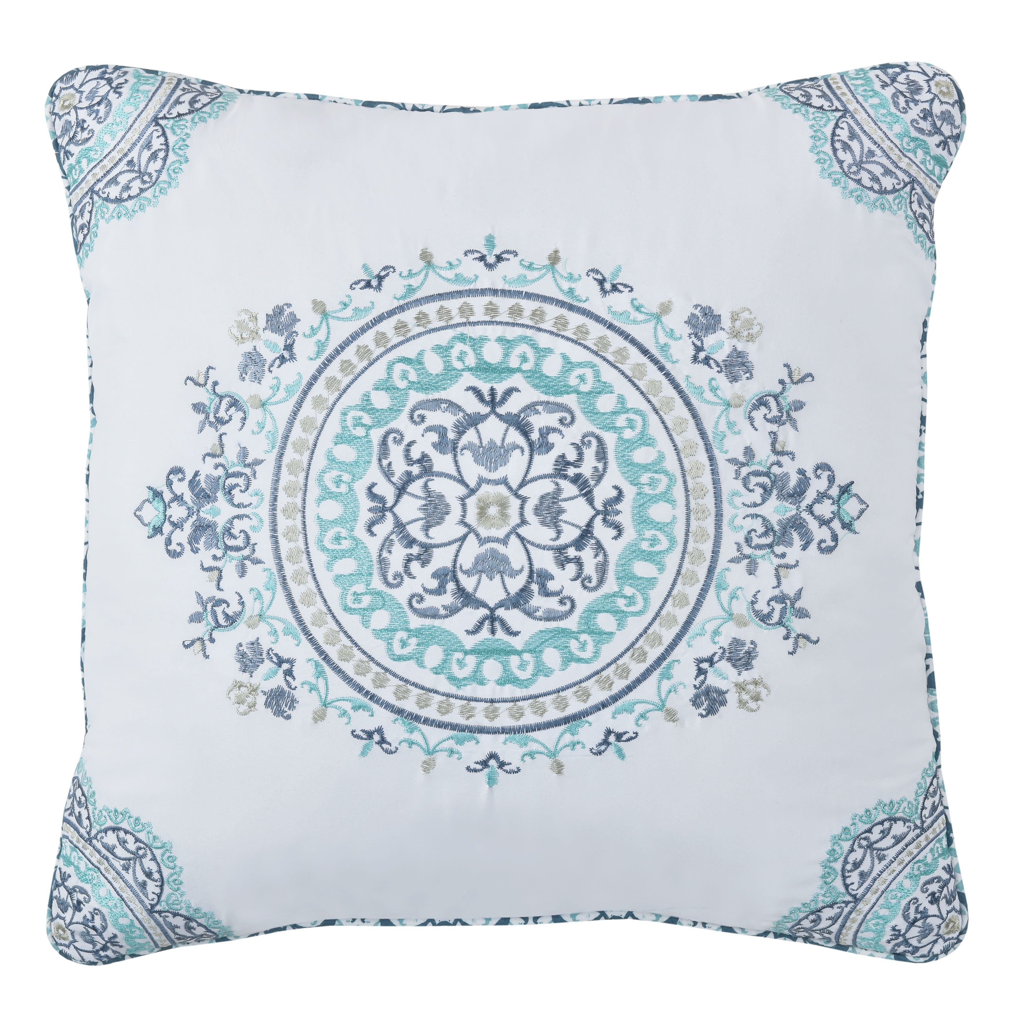Afton 16 Inch Square Decorative Throw Pillow, BLUE, hi-res image number 0