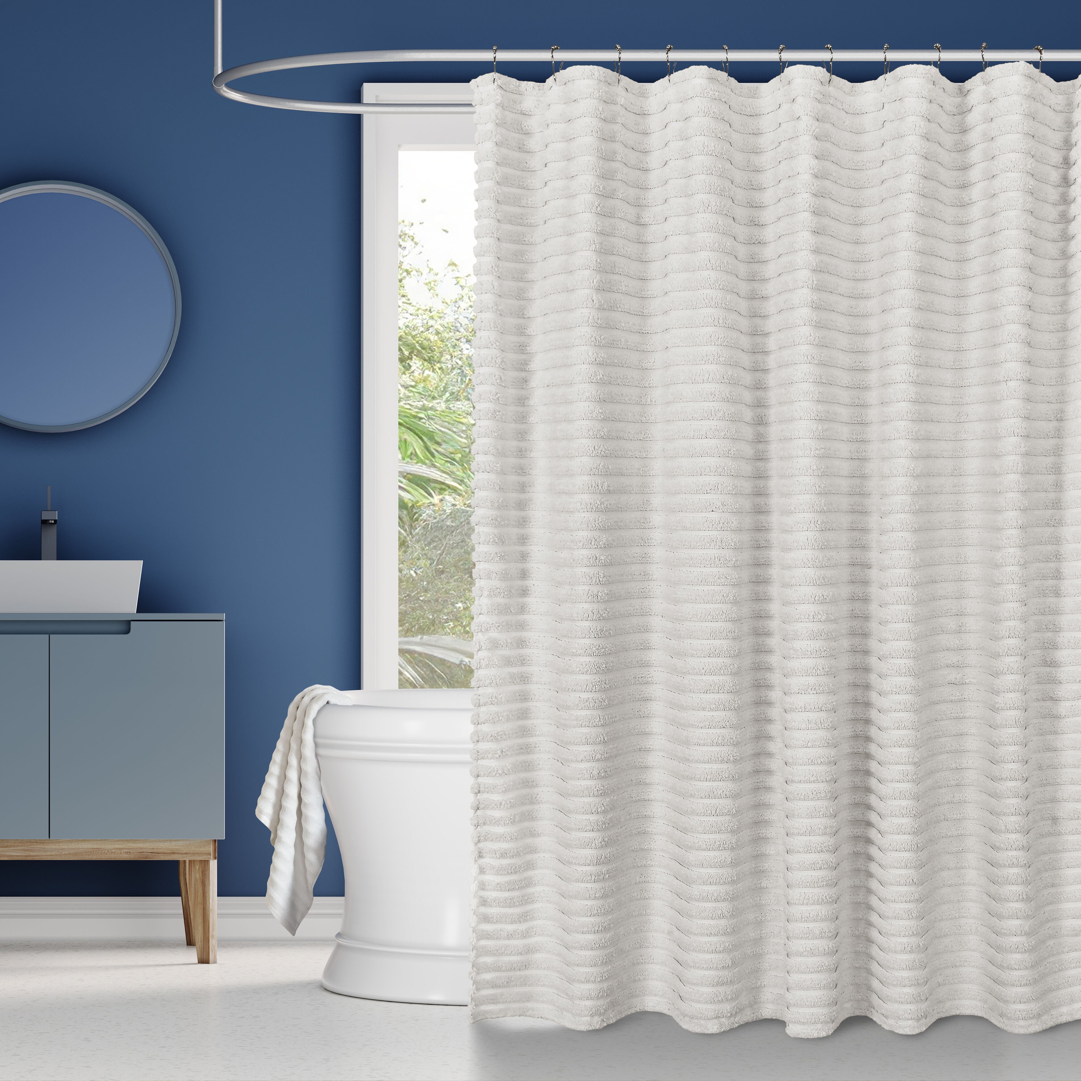 DARBY SHOWER CURTAIN, INDIGO, hi-res image number 0