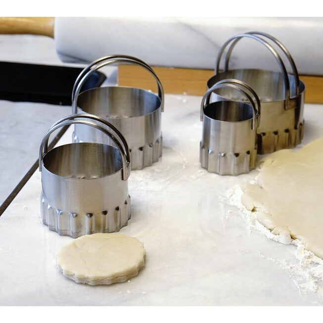 Round Rippled Stainless Steel Biscuit Cutters, Set 4, , alternate image number 5