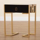 Luna Contemporary Glam And Luxe Black Finished Wood And Gold Metal End Table, , alternate image number null
