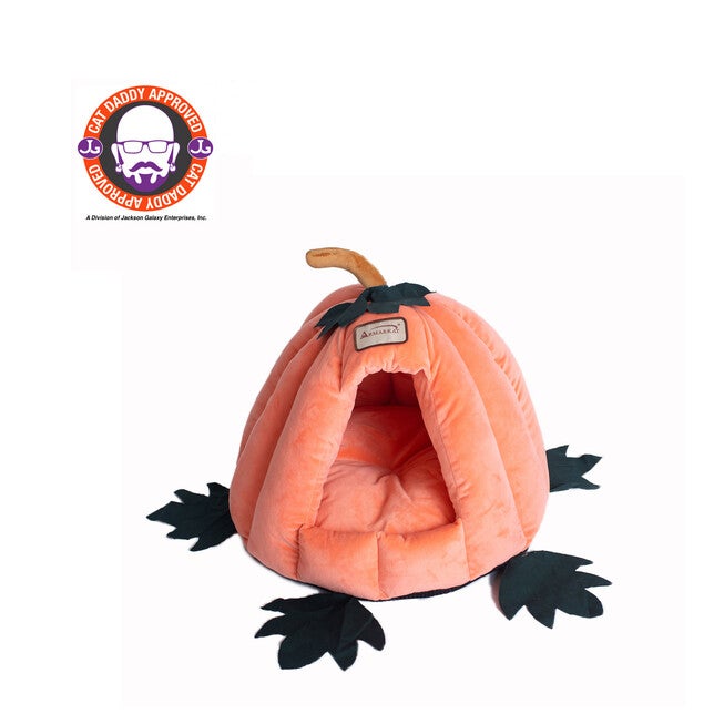 PumpkIn Shape Cat Bed, ORANGE, hi-res image number 0