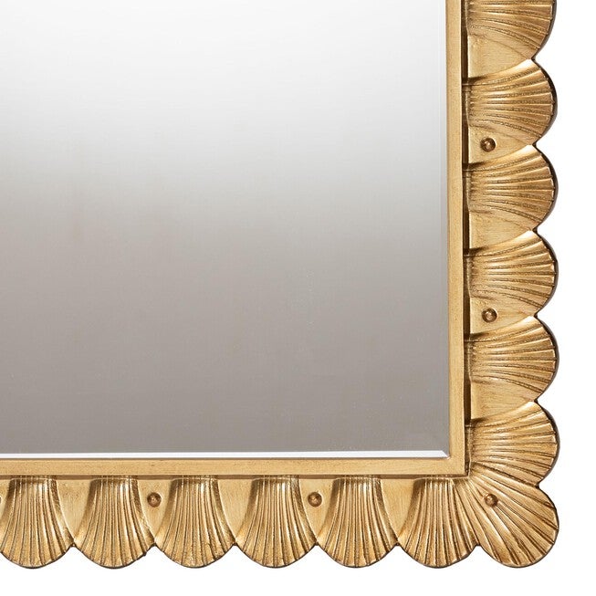 Vadim Antique Gold Wood Accent Mirror with Seashell Border, ANTIQUE GOLD, alternate image number null