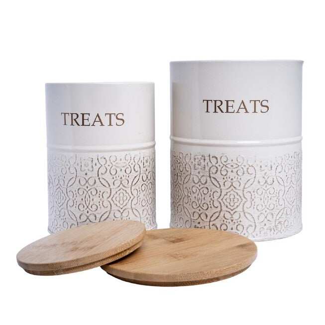Dog Treat Canister - White Swan (Set Of 2), WHITE SWAN, hi-res image number 0