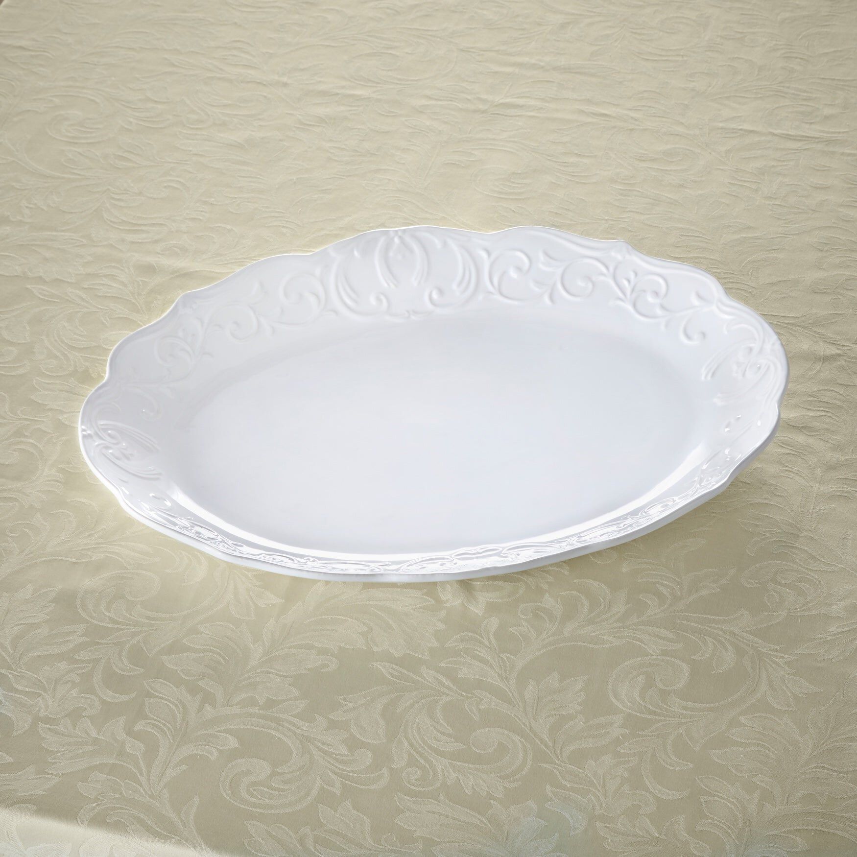 18 3/4 inches Bountiful Joy Turkey Platter, WHITE, hi-res image number 0