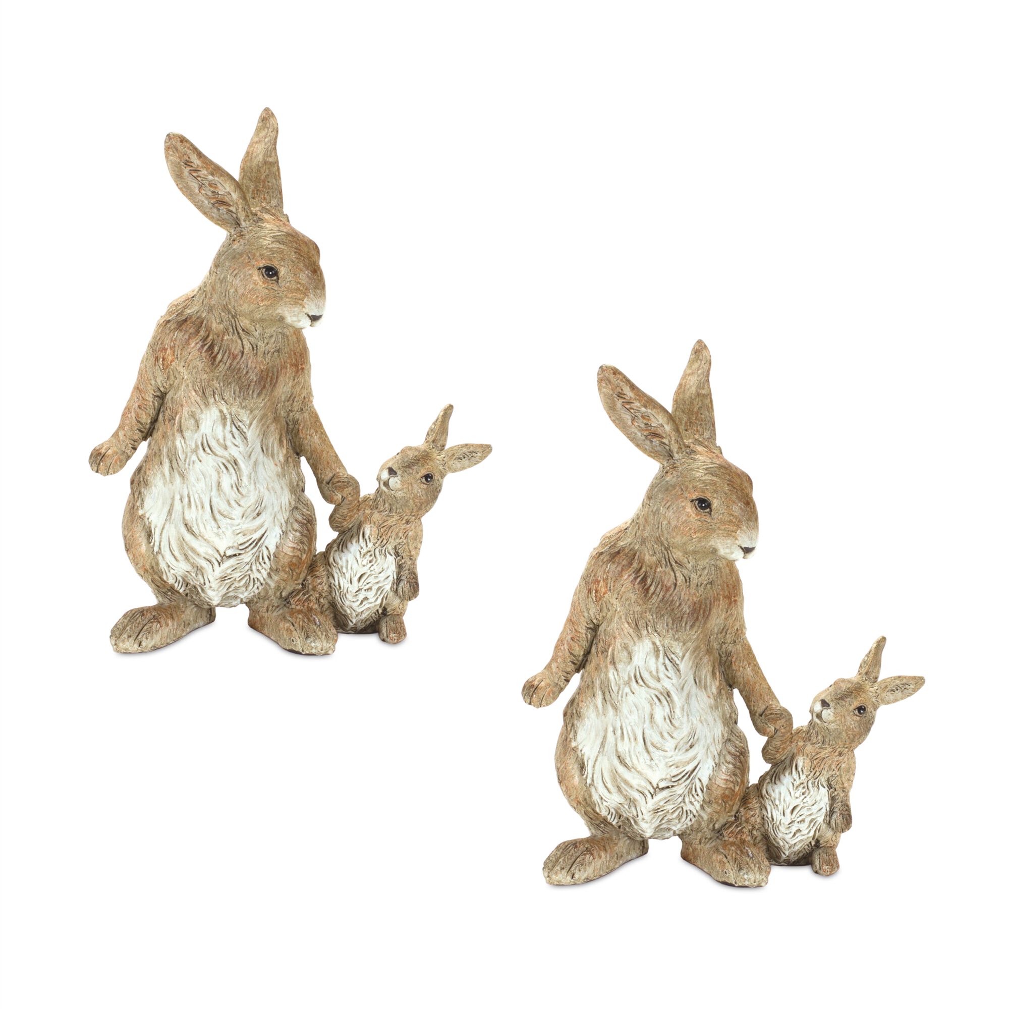 Rabbit with Bunny (Set of 2) 5 inchesL x 7 inchesH Resin, BROWN, hi-res image number 0