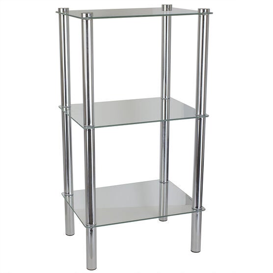 Home Basics 3 Tier Multi Use Rectangle Glass Corner Shelf Clear, , alternate image number null