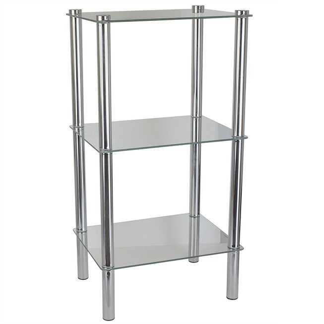 Home Basics 3 Tier Multi Use Rectangle Glass Corner Shelf Clear, , alternate image number 3