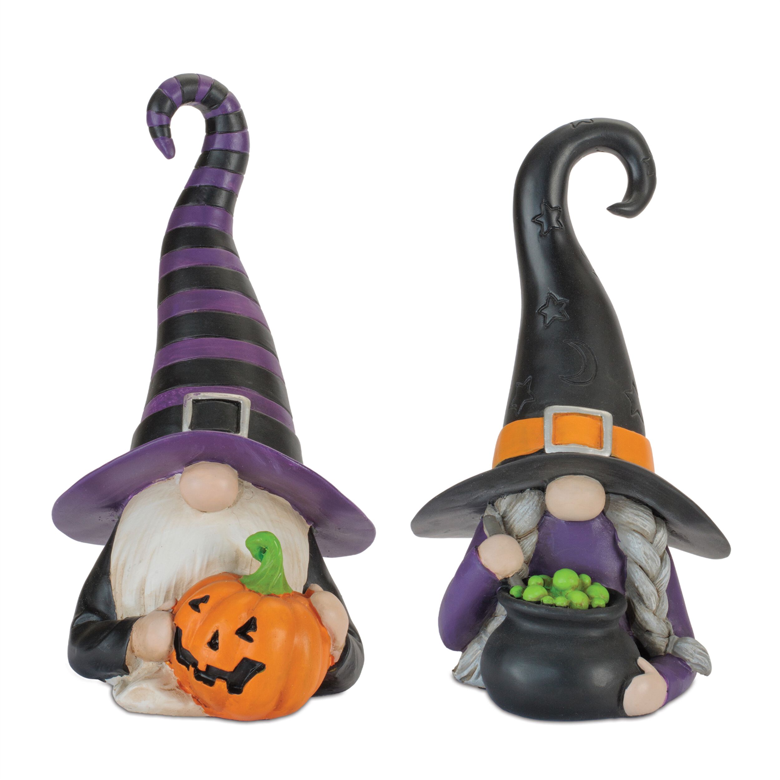 Witch Gnome Figurine (Set of 2), BLACK ORANGE PURPLE, hi-res image number 0
