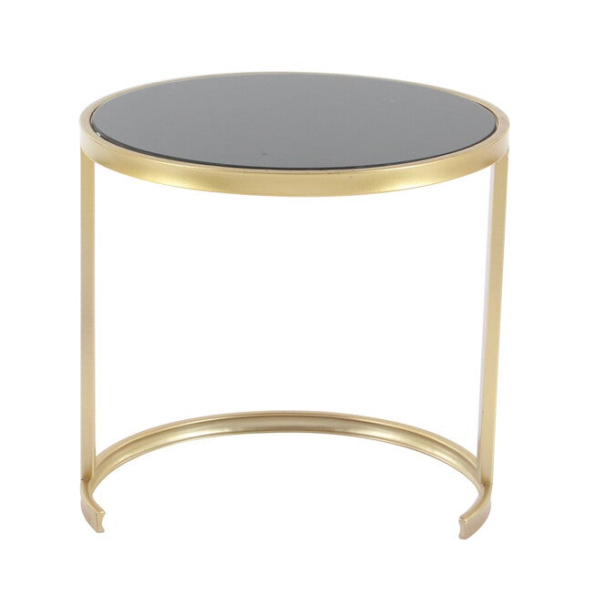 Set of 3 Gold Metal Traditional Accent Table, 21 inches, 19 inches, 17 inches, , on-hover image number null